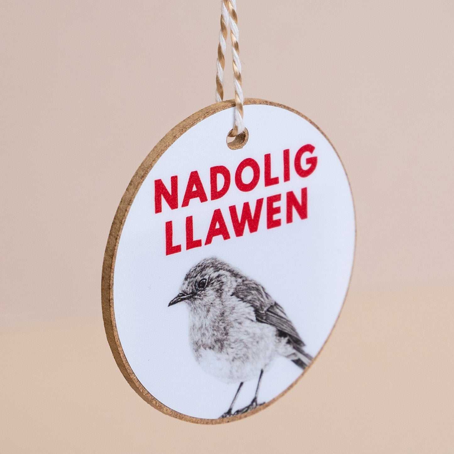 Welsh Christmas Gift Decoration - Nadolig Llawen - Robin