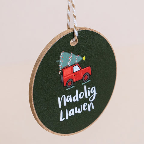Addurn Nadolig Llawen - Land Rover