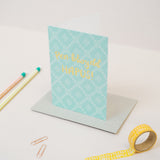 Cerdyn Pen-blwydd hapus - brethyn glas