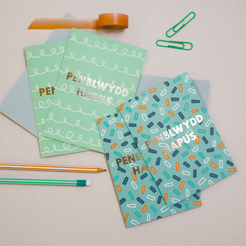 Pecyn o gardiau pen-blwydd Cymraeg - Casgliad Dyddiau Llawen 4