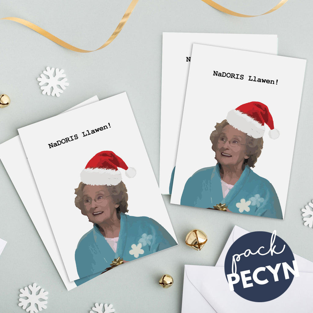 Welsh Christmas Cards - Set of 4, 8 or 12 'NaDORIS Llawen' - Gavin and Stacey