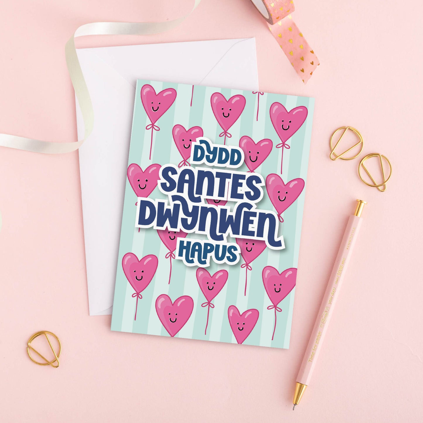 Welsh Love Card 'Dydd Santes Dwynwen Hapus'