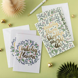 Christmas card 'Nadolig Llawen a Blwyddyn Newydd Dda' Green - gold foil