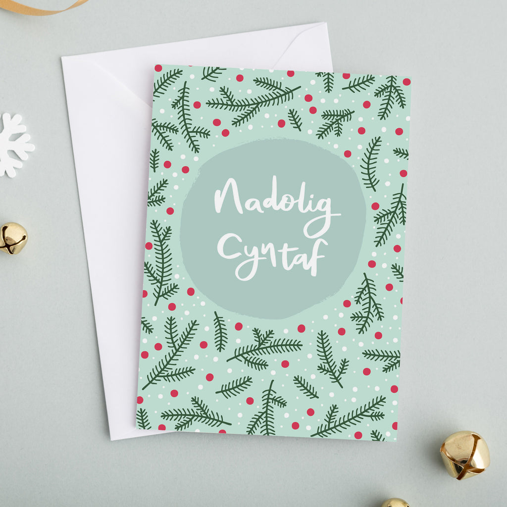 Welsh First Christmas card 'Nadolig Cyntaf'