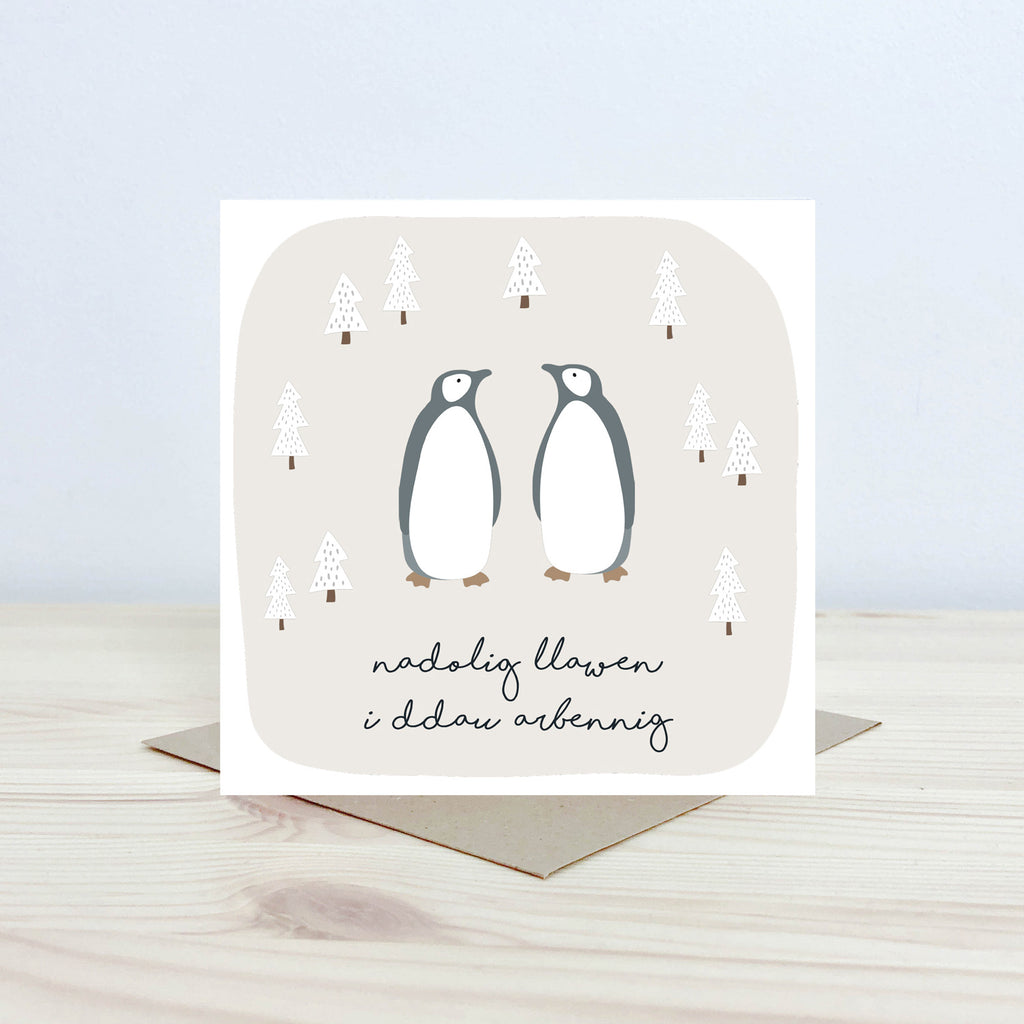 Cerdyn Nadolig 'Nadolig Llawen i ddau arbennig' Nansi Nudd