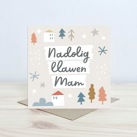 Cerdyn 'Nadolig Llawen Mam' Nansi Nudd