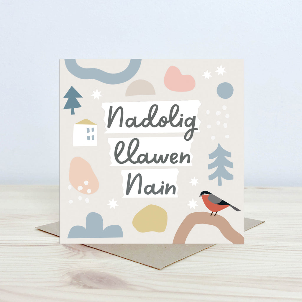 Cerdyn 'Nadolig Llawen Nain' Nansi Nudd