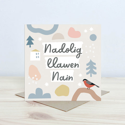 Cerdyn 'Nadolig Llawen Nain' Nansi Nudd