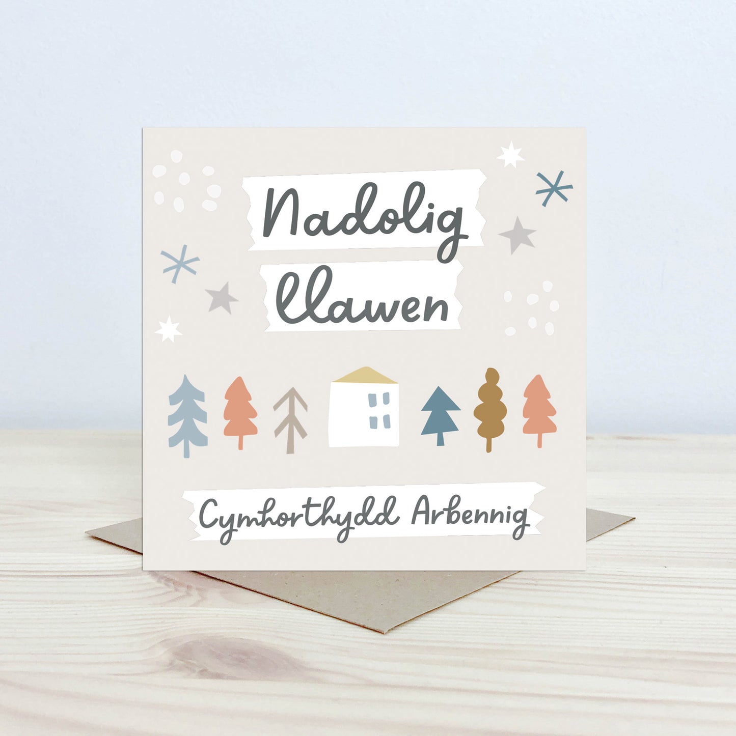 Welsh Christmas card 'Nadolig Llawen Cymhorthydd Arbennig' Nansi Nudd