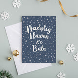 Personalised Welsh Christmas cards - Set of 4 'Nadolig Llawen o...' Nefi Blw