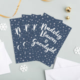 Personalised Welsh Christmas cards - Set of 4 'Nadolig Llawen o...' Nefi Blw