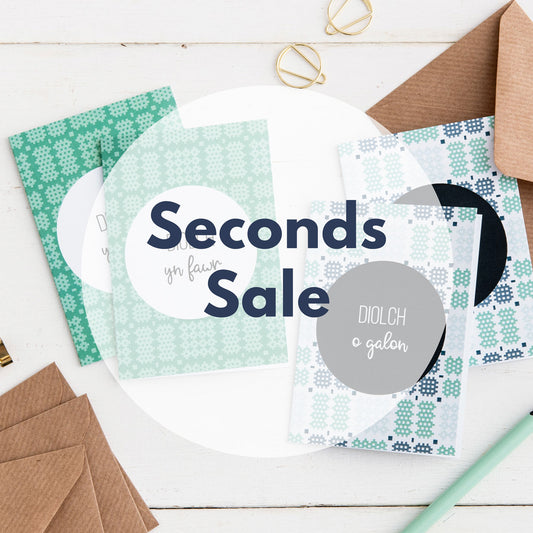 SECONDS Thank you cards 'diolch / diolch yn fawr!' pack of 4 mini cards
