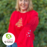 Siwmper Nadolig Tinsel ar y Goeden gyda Brodwaith - Tŷ Hafan