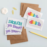 Thank you cards 'diolch / diolch yn fawr!' pack of 4 mini cards