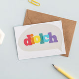 Thank you cards 'diolch / diolch yn fawr!' pack of 4 mini cards