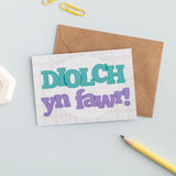 Thank you cards 'diolch / diolch yn fawr!' pack of 4 mini cards