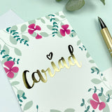 Cerdyn Cariad - casgliad Blodwen / Welsh Love card by Draenog