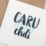 Cerdyn cariad Cymraeg 'Caru chdi'