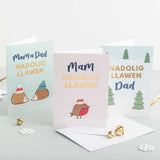 Welsh Christmas card 'Nadolig Llawen Mam' Mum - gold foil