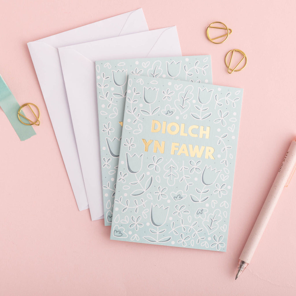 Pecyn o gardiau diolch Cymraeg - Casgliad Hapus Fy Myd 2