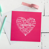 Cerdyn Caerdydd - pinc / Welsh Cardiff card - pink