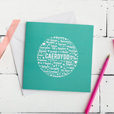 Cerdyn Caerdydd - glas / Welsh Cardiff card - blue