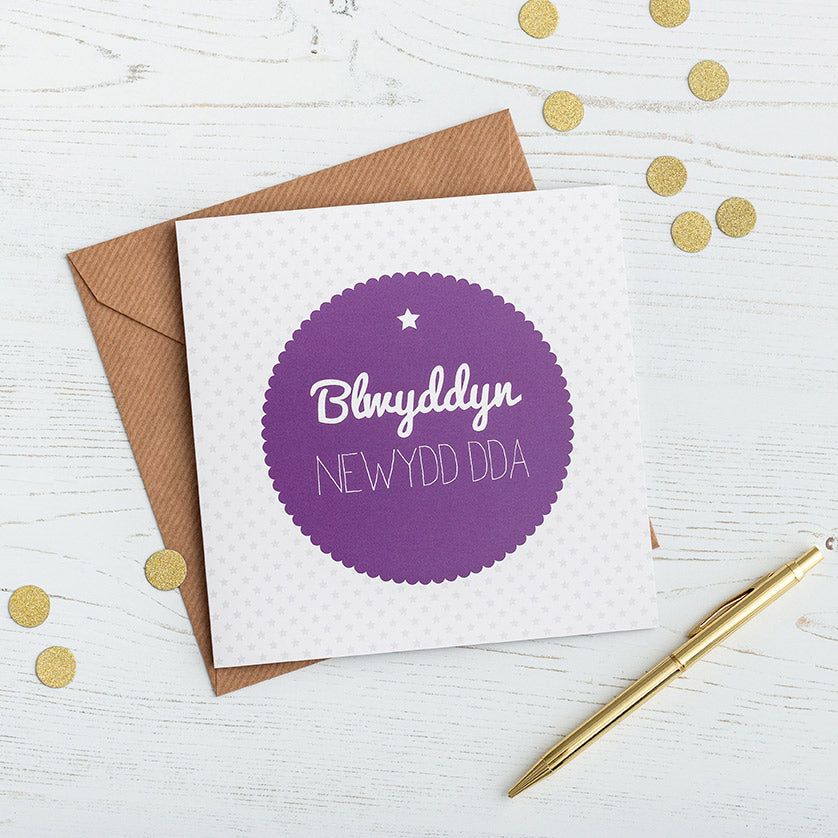 New year or Christmas card 'Blwyddyn newydd dda' - Draenog - 1