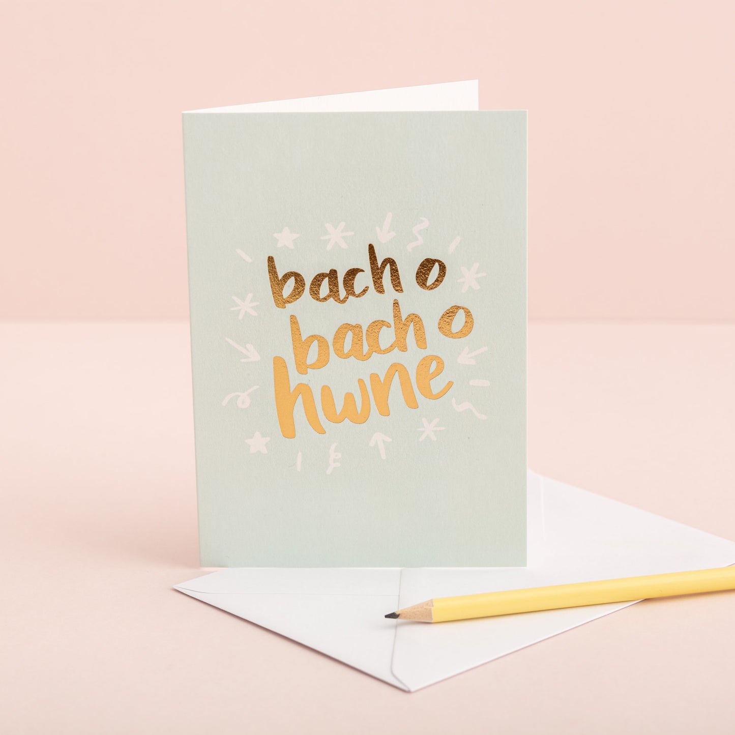 Set of Bach o Hwne Welsh gold foil cards