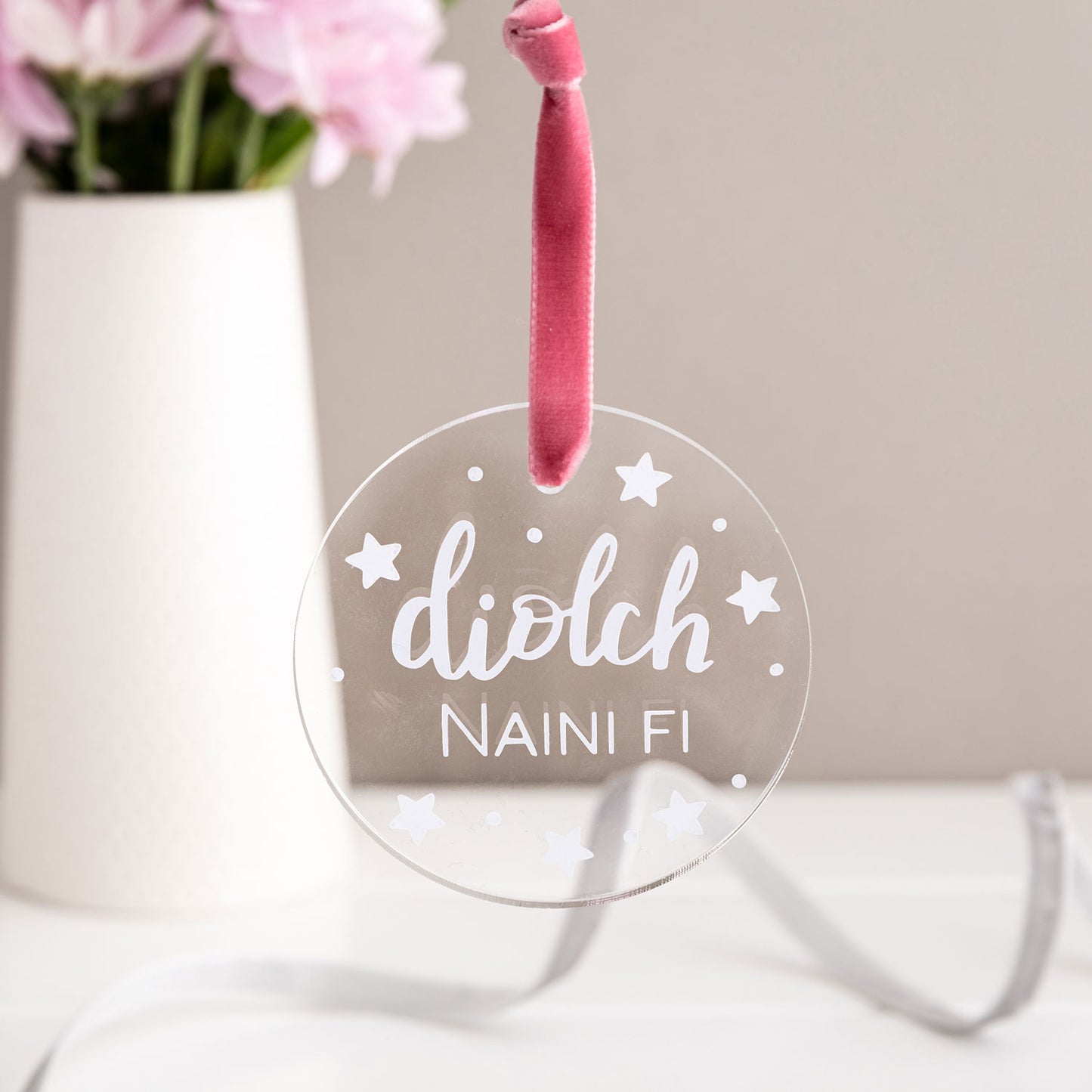 Personalised Thank You Decoration 'Diolch'