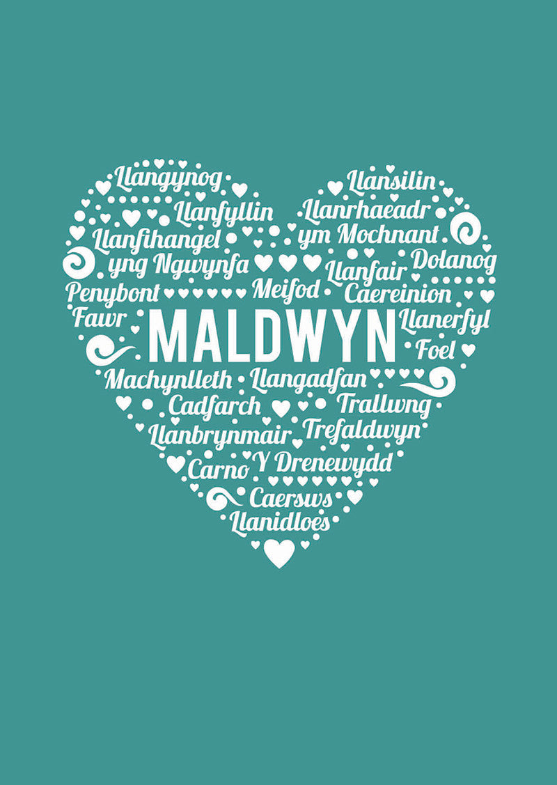 Montgomeryshire card 'Maldwyn' heart - Draenog - 2