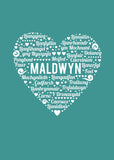Montgomeryshire card 'Maldwyn' heart - Draenog - 2