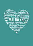 Montgomeryshire card 'Maldwyn' heart - Draenog - 2