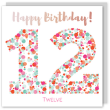 Happy birthday age 12 copper foil card - Draenog