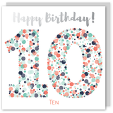 Happy birthday age 10 silver foil card - Draenog