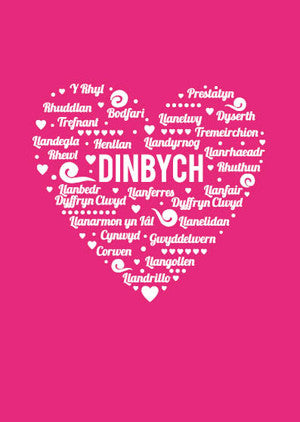 Denbigh card 'Dinbych' heart - Draenog - 1