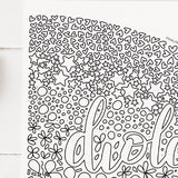 Taflen lliwio AM DDIM - Diolch / Enfys