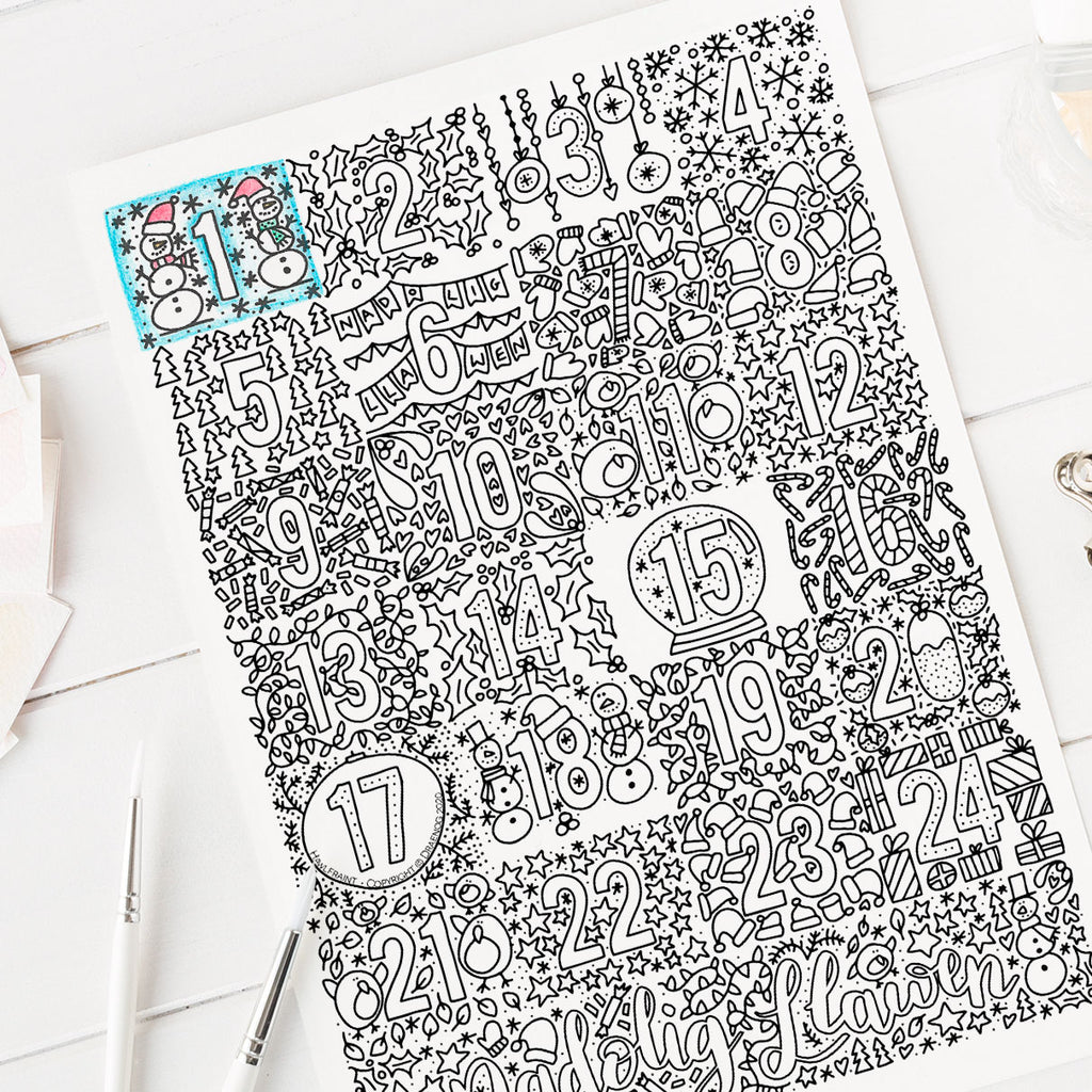 Taflen lliwio AM DDIM - Nadolig