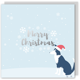 Merry Christmas silver foil card - Draenog