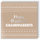 Merry Christmas Grandparents silver foil card - Draenog