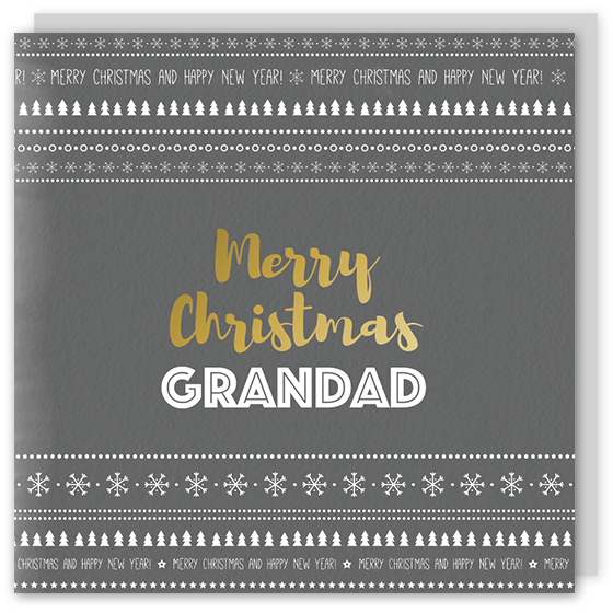 Merry Christmas Grandad gold foil card - Draenog