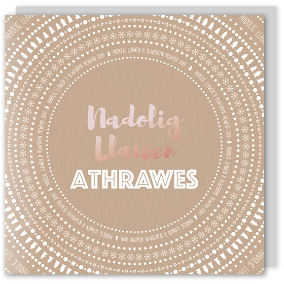 Welsh Christmas card 'Nadolig Llawen Athrawes' cerdyn Cymraeg – Draenog