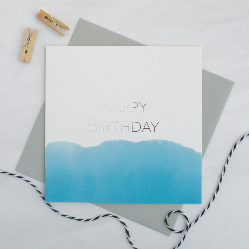 Happy birthday silver foil card - Draenog
