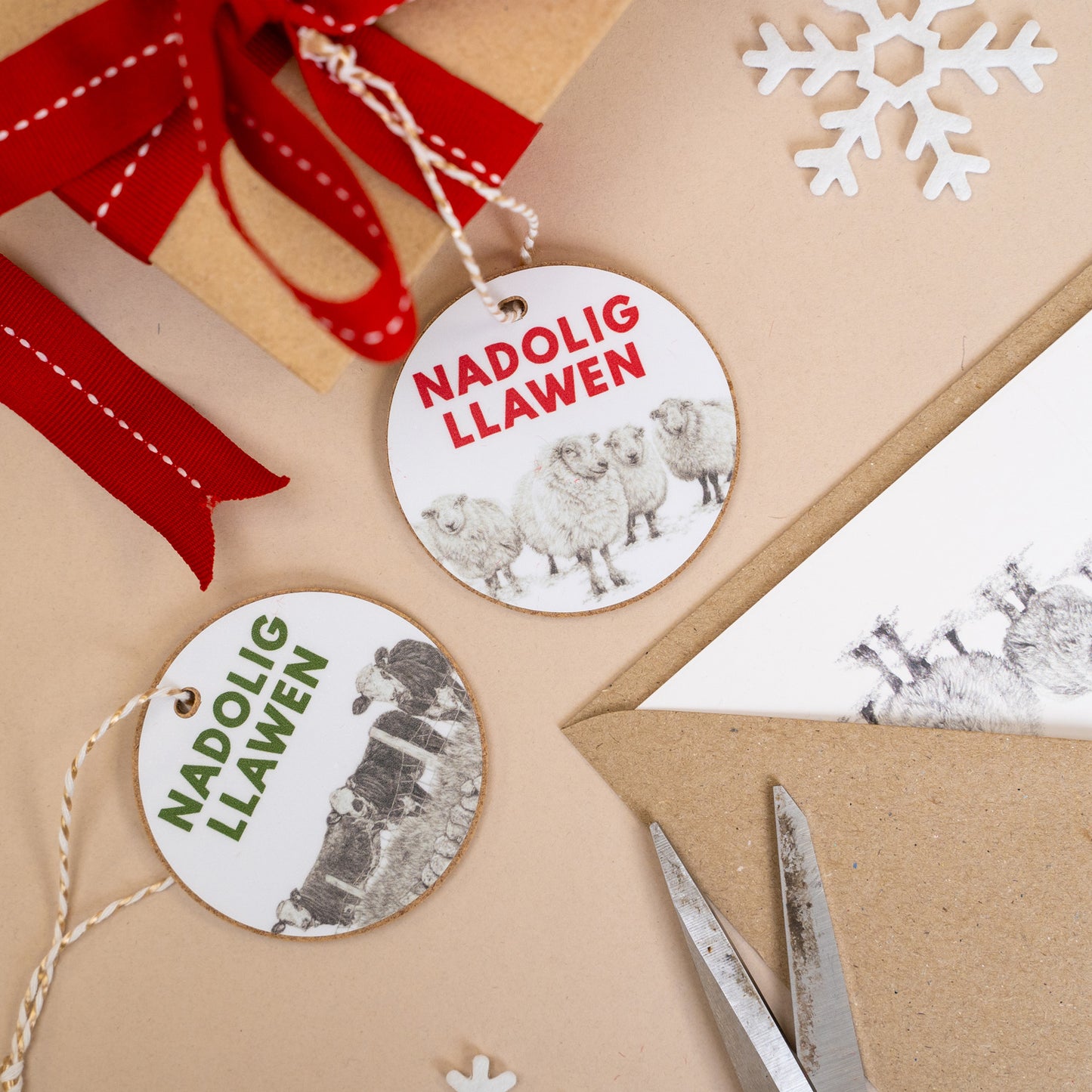 Welsh Christmas Gift Decoration - Nadolig Llawen - Cows