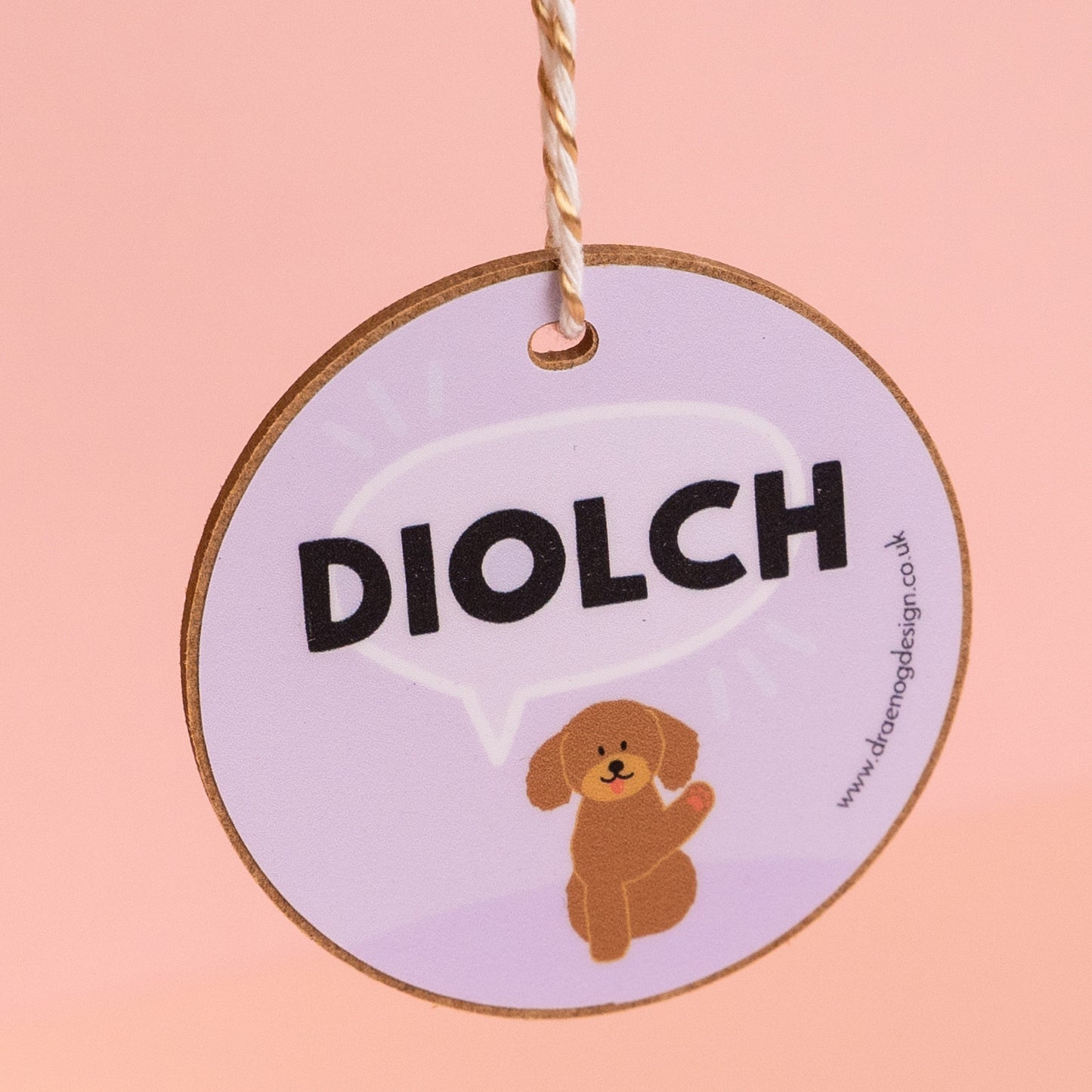 Welsh Gift Decoration - Diolch / Thank you - dog
