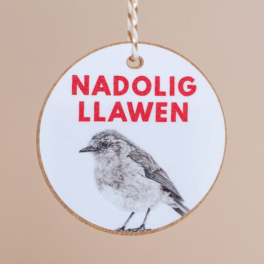 Welsh Christmas Gift Decoration - Nadolig Llawen - Robin