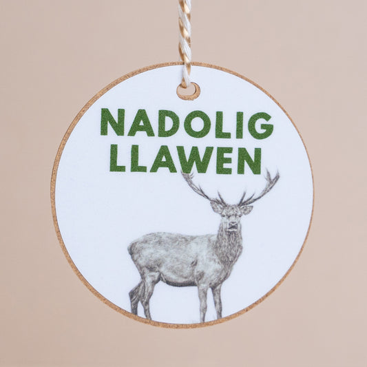 Welsh Christmas Gift Decoration - Nadolig Llawen - Stag