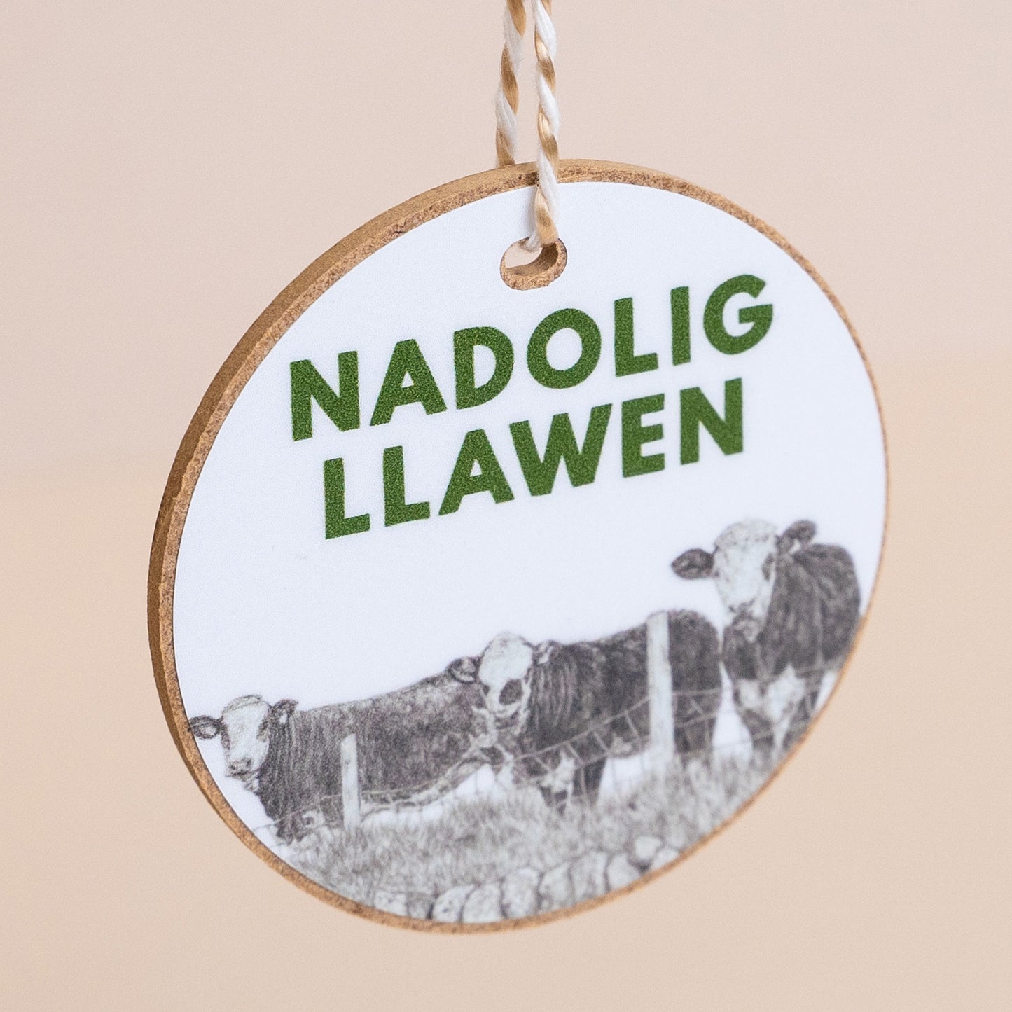 Welsh Christmas Gift Decoration - Nadolig Llawen - Cows