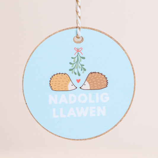 Addurn Nadolig Llawen - Draenogod