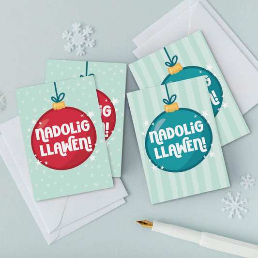 Welsh Christmas cards 'Nadolig Llawen' pack of 4 mini cards - Gwena Baubles