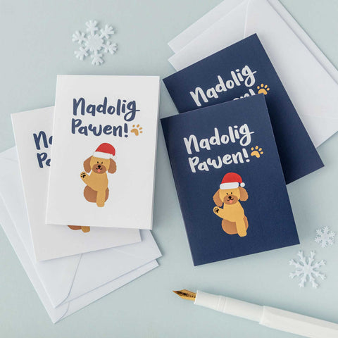 Christmas cards 'Nadolig Pawen' pack of 4 mini cards